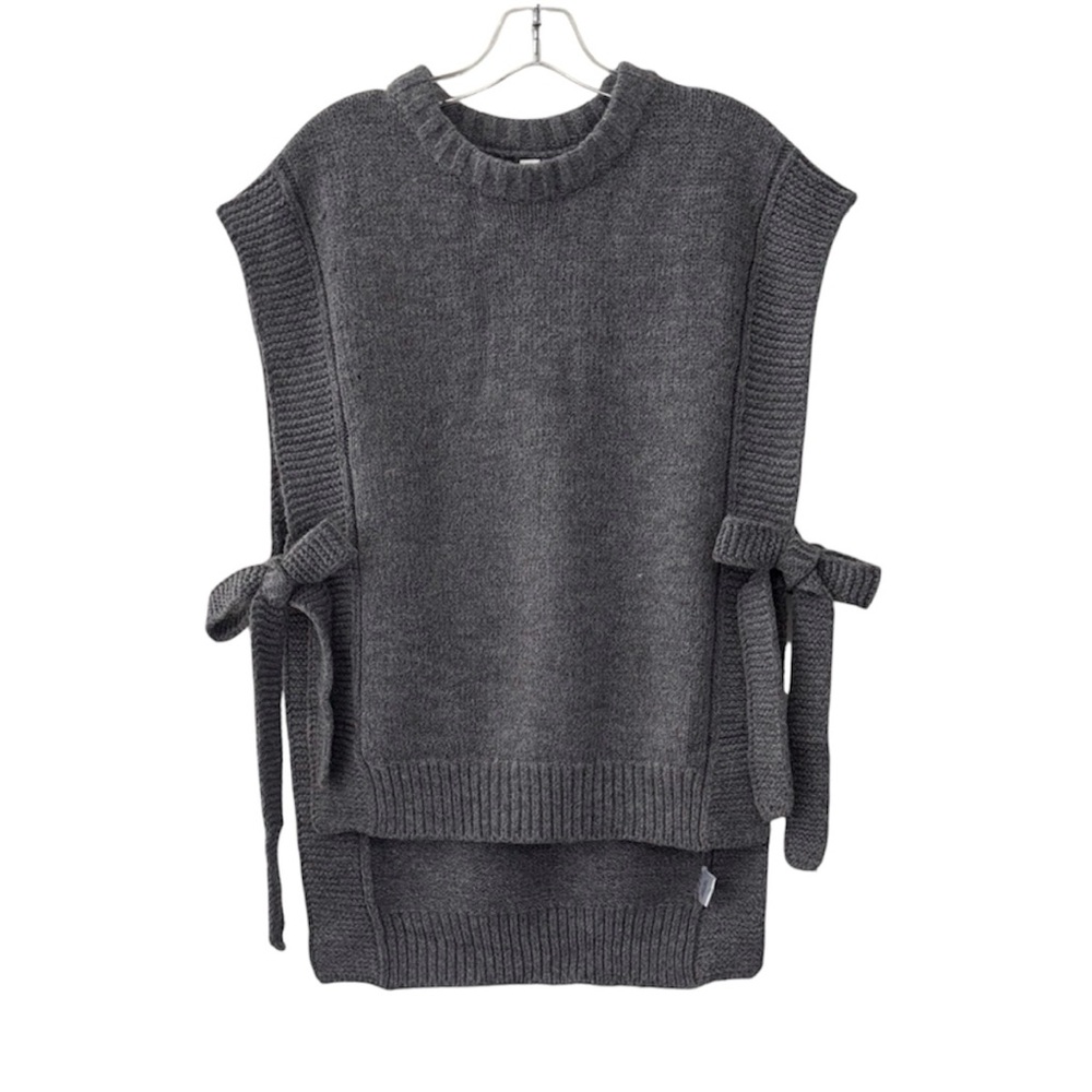 Foxy Kind Heather Gray Sweater Vest With Open Sides & Ties Size Small